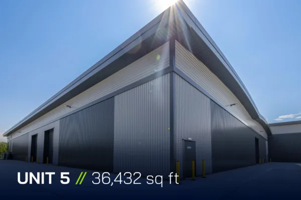 Panattoni Park Brighton Unit 5 external photo of building cladding with sun in background