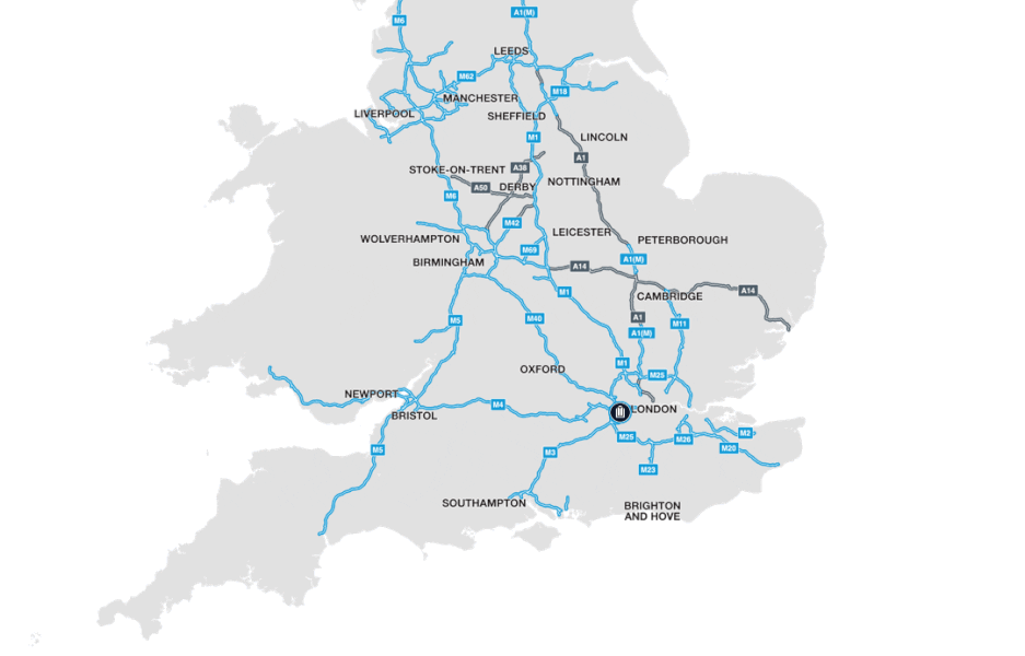 HGV drive times map