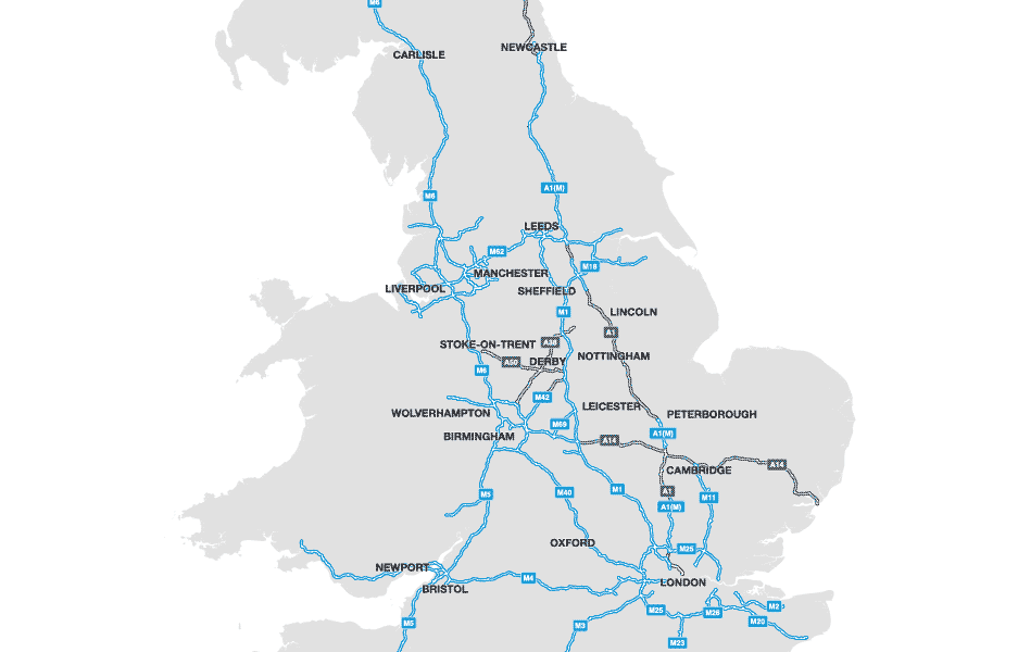 HGV drive times map