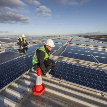 Fitting largest solar roof in UK for M&S at EMDC
