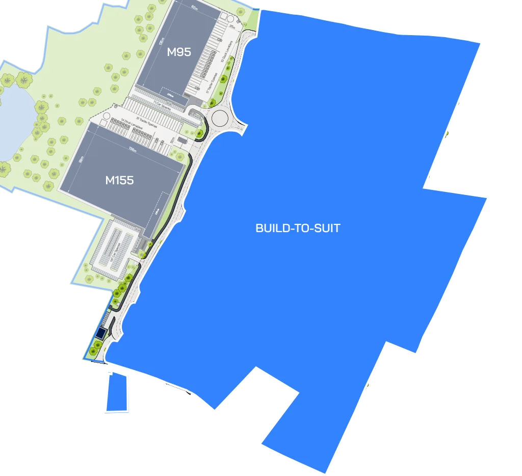 Masterplan for Build-to-suit units up to 625,000 sq ft<br> <br>For more information/brochure/masterplans on the BTS opportunities, please contact Panattoni or an acting agent on the scheme below.